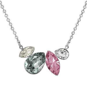 Necklace - Light Rose, Black Diamond and Silver Shade