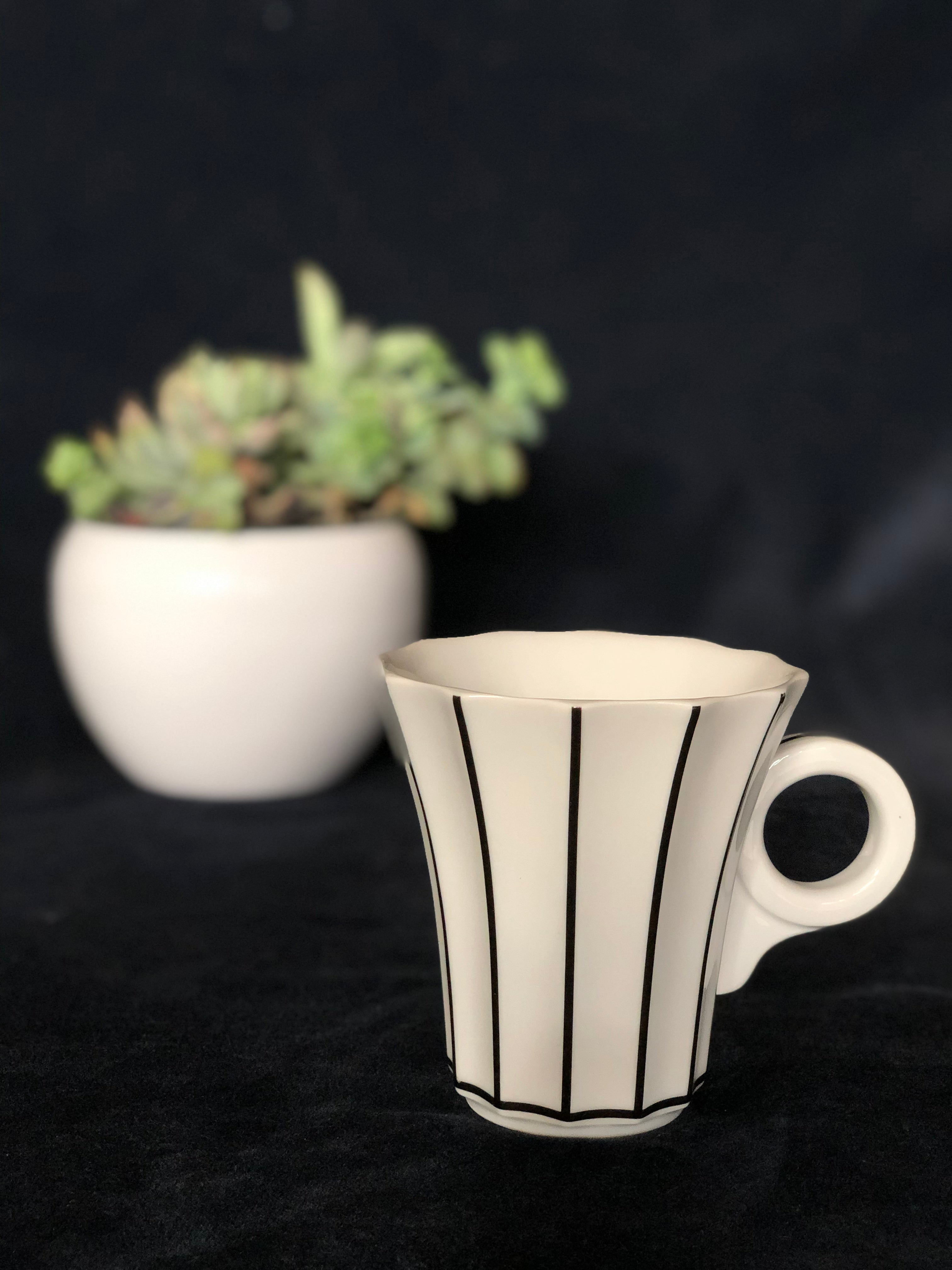 Art deco porcelain cup for decoration and kitchen use