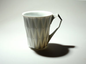 White Retro Style Porcelain Cup 'DIAMOND' l 12oz l