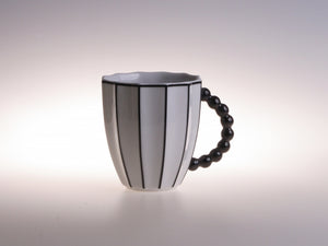 Black & White Retro Style Porcelain Round Cup with Stripes l 12oz