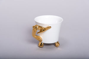 Retro Style Porcelain Cup 'GOLDEN HAND' l 12oz l